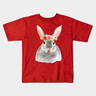 Adorable Floral Bunny Rabbit face Gift Best bunny clothes Kids T-Shirt